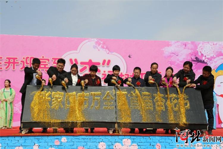 4月18日,张家口市万全区首届杏花节开幕.图为活动现场.